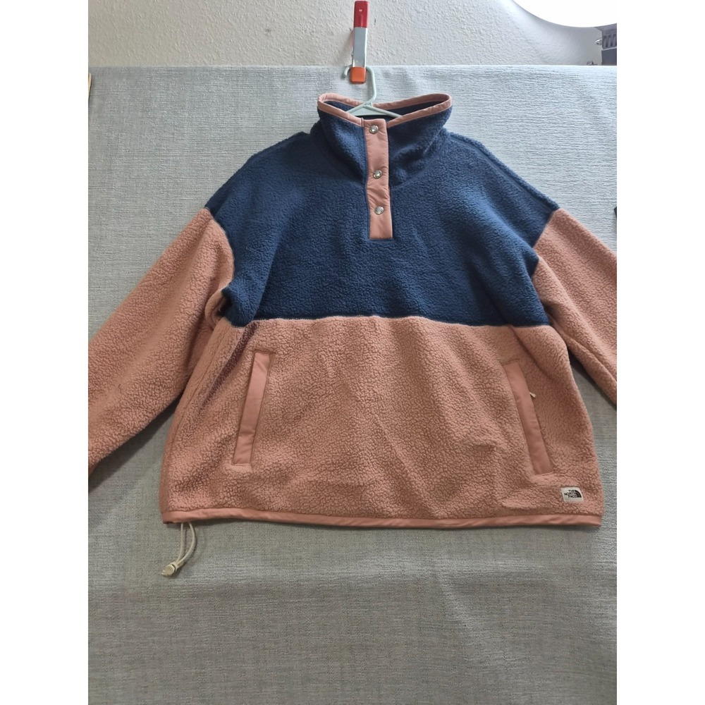 The North Face Cragmont Fleece ½ Snap Jacket Womens XL Blue Pink Relaxed Fit